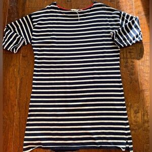 Boden Blue and Cream Puff Sleeve Dress